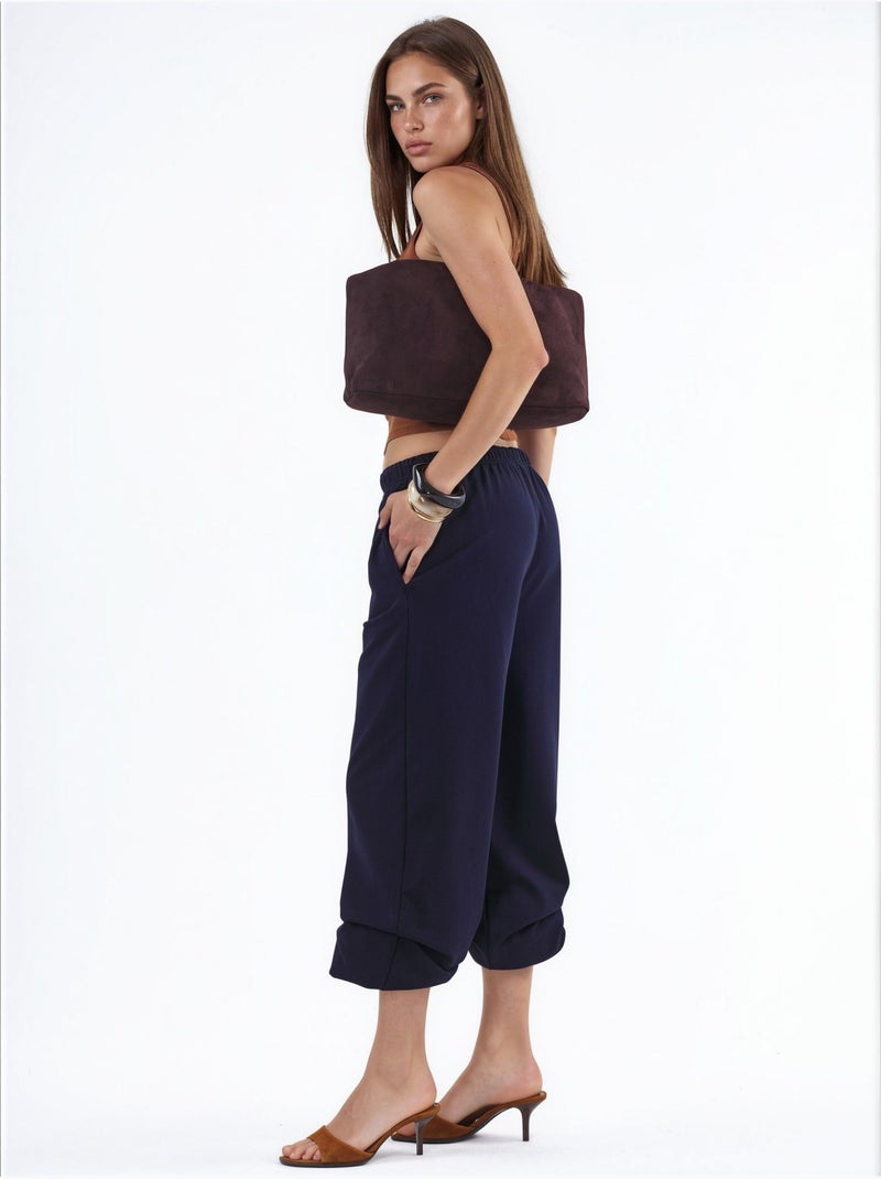 Pantaloni della tuta in misto cotone a gamba dritta da donna busem Blu marino - Kiabi