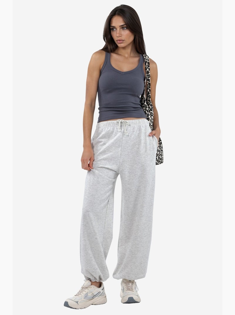 Pantaloni della tuta in misto cotone a gamba dritta da donna busem Grigio chiaro - Kiabi