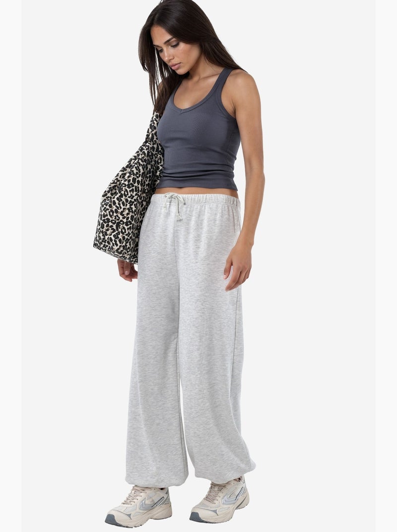Pantaloni della tuta in misto cotone a gamba dritta da donna busem Grigio chiaro - Kiabi