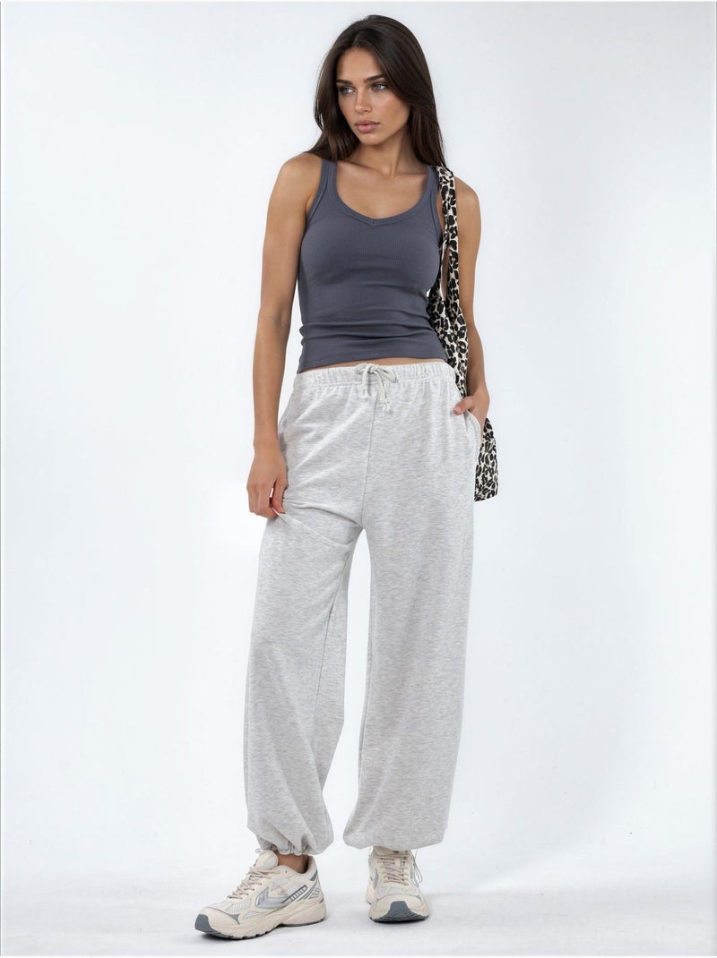 Pantaloni della tuta in misto cotone a gamba dritta da donna busem Grigio chiaro - Kiabi