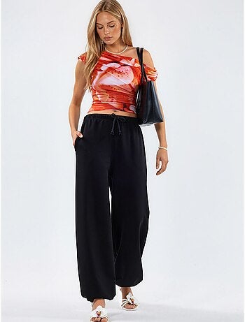 Pantaloni della tuta in misto cotone a gamba dritta da donna busem