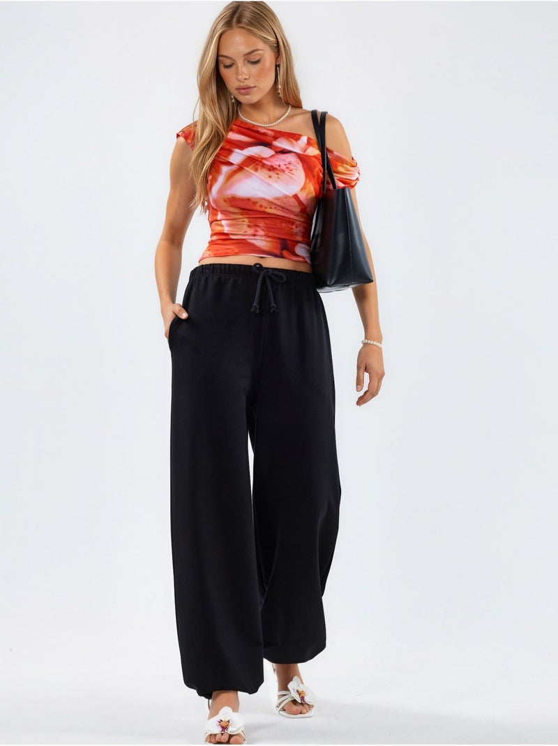 Pantaloni della tuta in misto cotone a gamba dritta da donna busem Nero - Kiabi