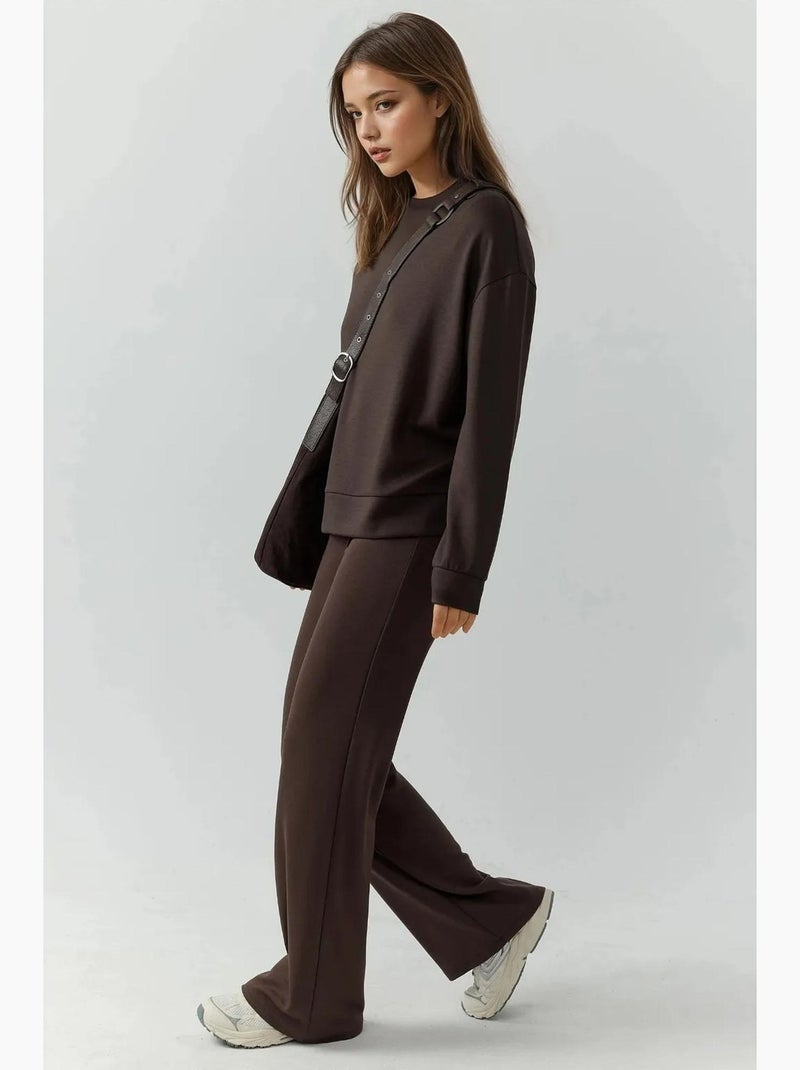 Pantaloni della tuta relaxed fit a gamba dritta con tocco modal hiccup Marrone scuro - Kiabi