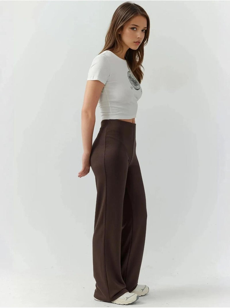 Pantaloni della tuta relaxed fit a gamba dritta con tocco modal hiccup Marrone scuro - Kiabi