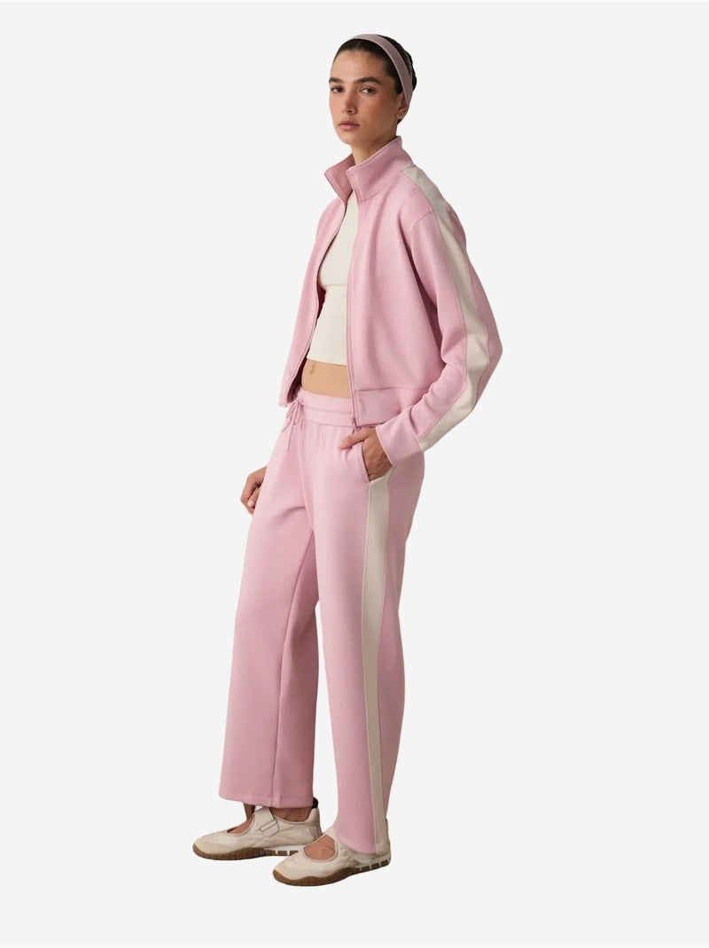 Pantaloni della tuta silky feel con vita normale e inserti penti Rosa antico - Kiabi