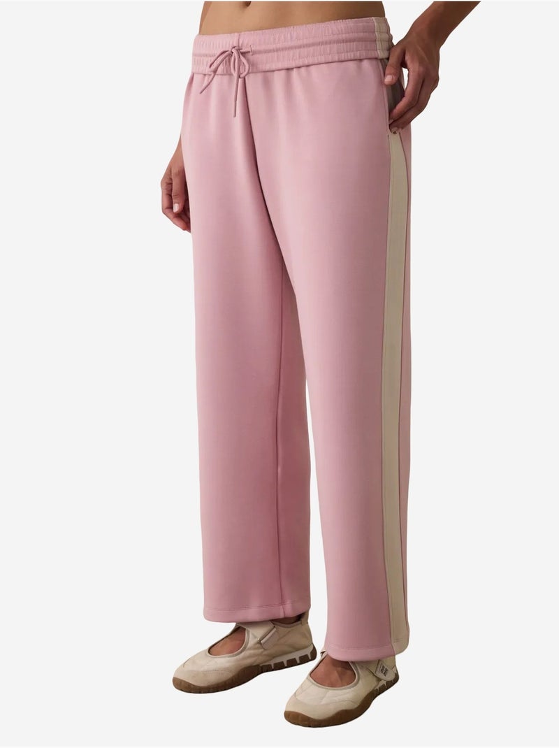 Pantaloni della tuta silky feel con vita normale e inserti penti Rosa antico - Kiabi