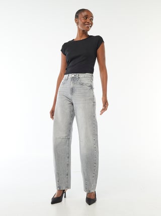 Pantaloni denim balloon in cotone