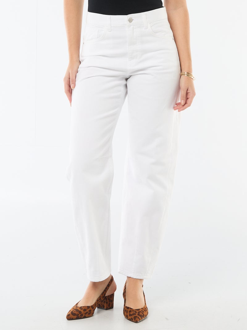 Pantaloni denim barrel in cotone Bianco - Kiabi