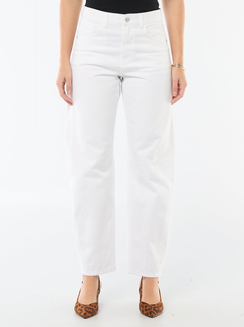 Pantaloni denim barrel in cotone Bianco - Kiabi