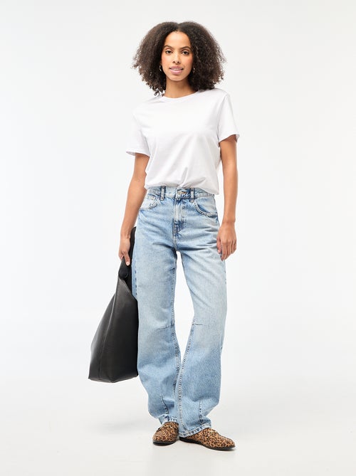 Pantaloni denim barrel in cotone - Kiabi