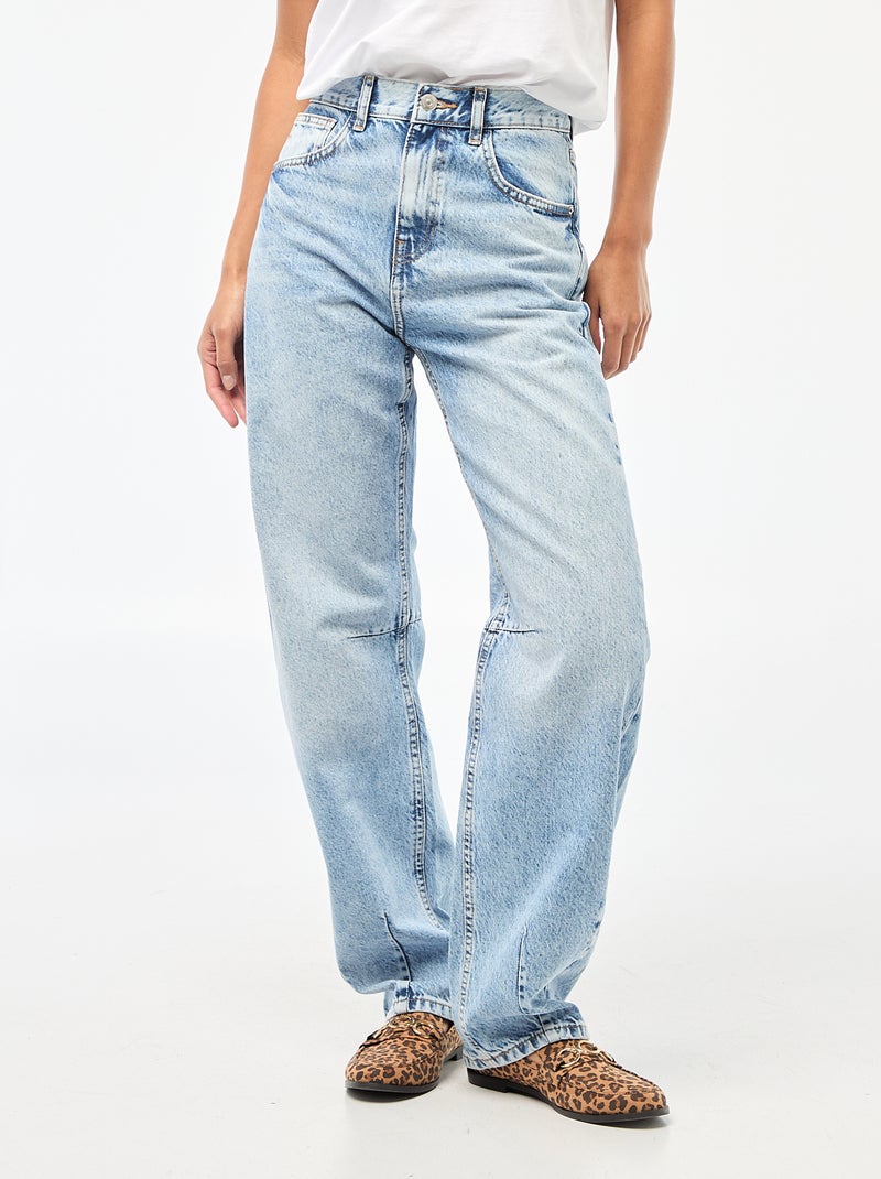 Pantaloni denim barrel in cotone Blu - Kiabi