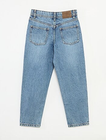 Pantaloni denim mom fit con strass
