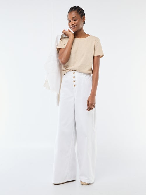 Pantaloni denim palazzo con dettagli - Kiabi