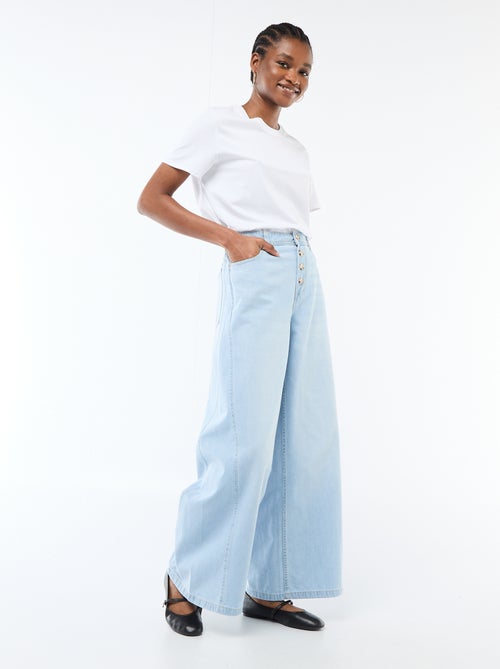Pantaloni denim palazzo con dettagli - Kiabi