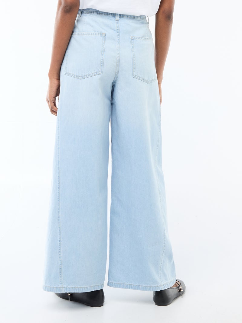 Pantaloni denim palazzo con dettagli Blu - Kiabi