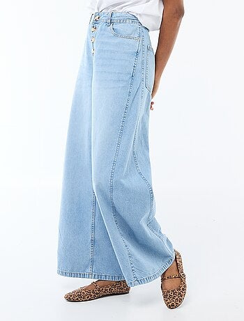 Pantaloni denim palazzo con dettagli