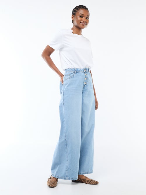 Pantaloni denim palazzo con dettagli - Kiabi