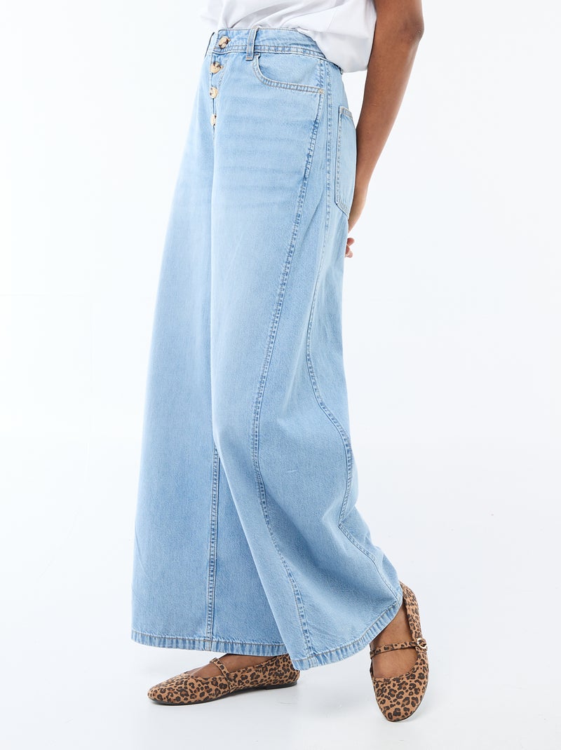 Pantaloni denim palazzo con dettagli Blu - Kiabi