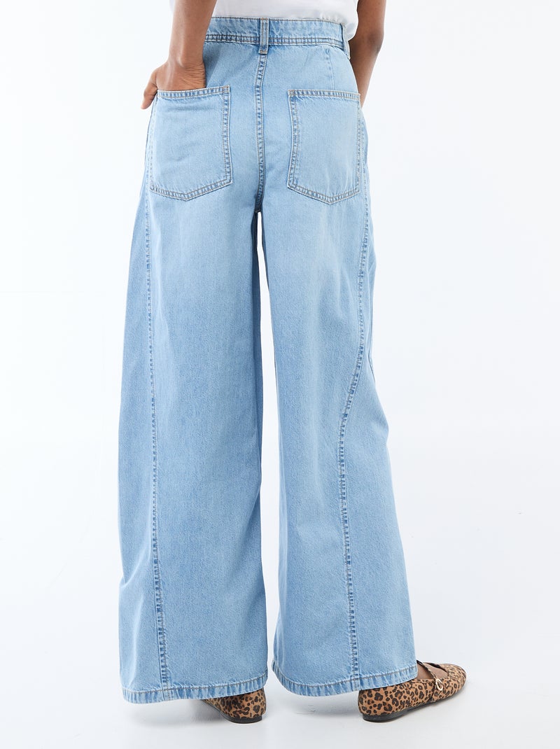Pantaloni denim palazzo con dettagli Blu - Kiabi