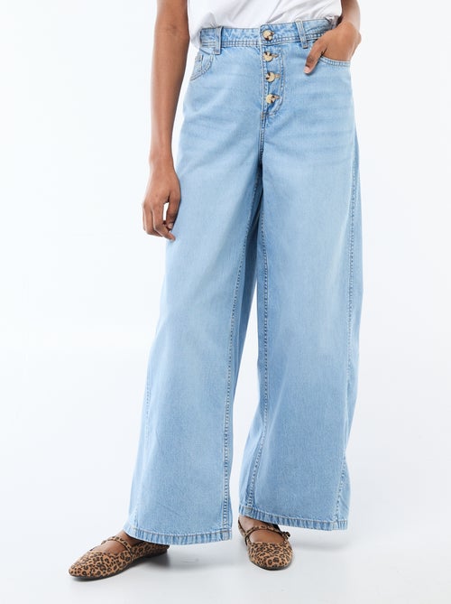 Pantaloni denim palazzo con dettagli - Kiabi