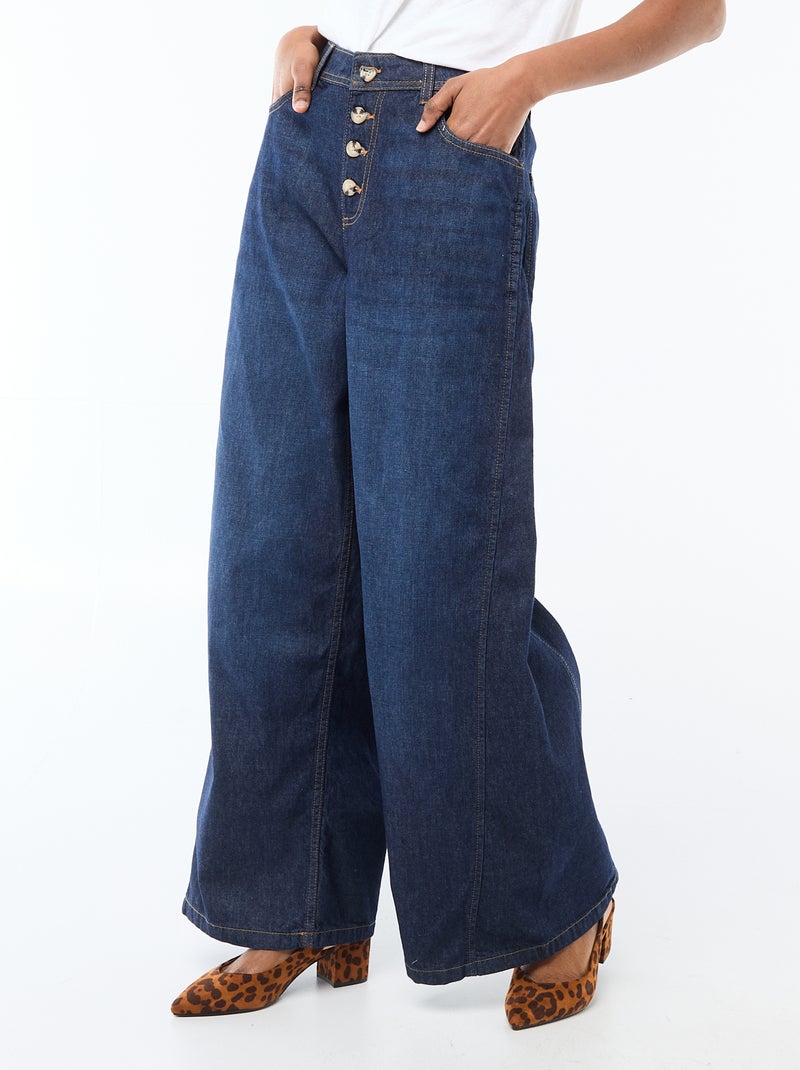 Pantaloni denim palazzo con dettagli Blu - Kiabi