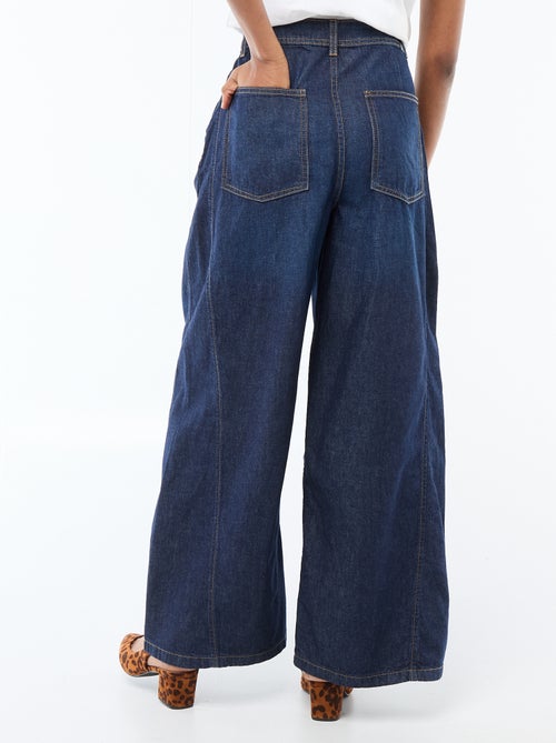 Pantaloni denim palazzo con dettagli - Kiabi