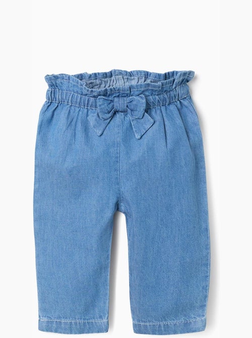 Pantaloni denim paperbag con fiocco decorativo - Kiabi