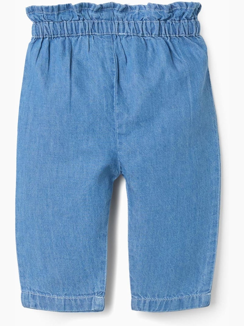 Pantaloni denim paperbag con fiocco decorativo Blu Blu - Kiabi