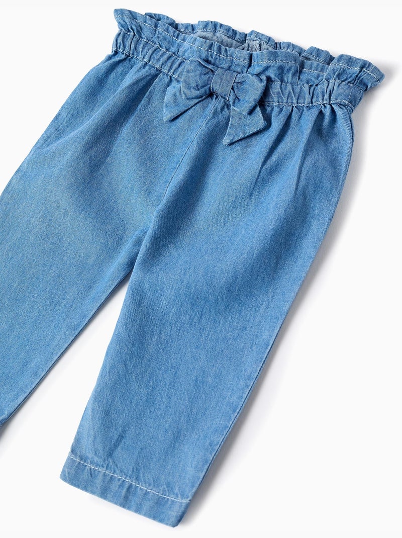 Pantaloni denim paperbag con fiocco decorativo Blu Blu - Kiabi