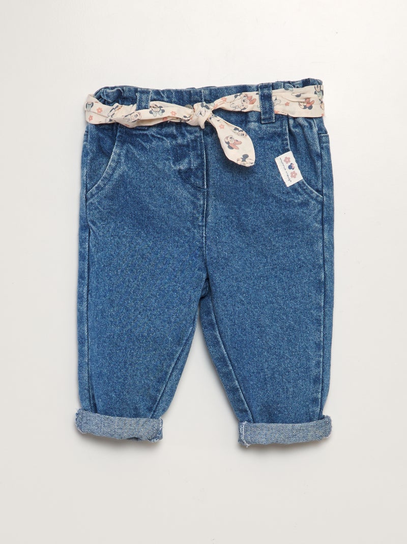Pantaloni denim paperbag 'Minnie' BIANCO - Kiabi