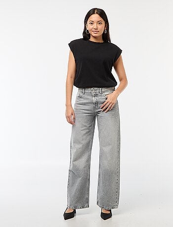 Pantaloni denim straight con strass