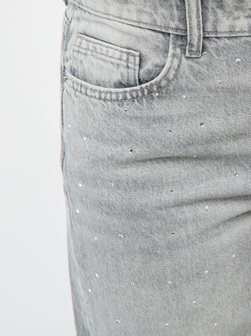 Pantaloni denim straight con strass - Kiabi