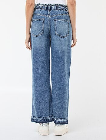 Pantaloni denim wide leg in cotone