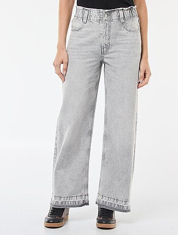 Pantaloni denim wide leg in cotone