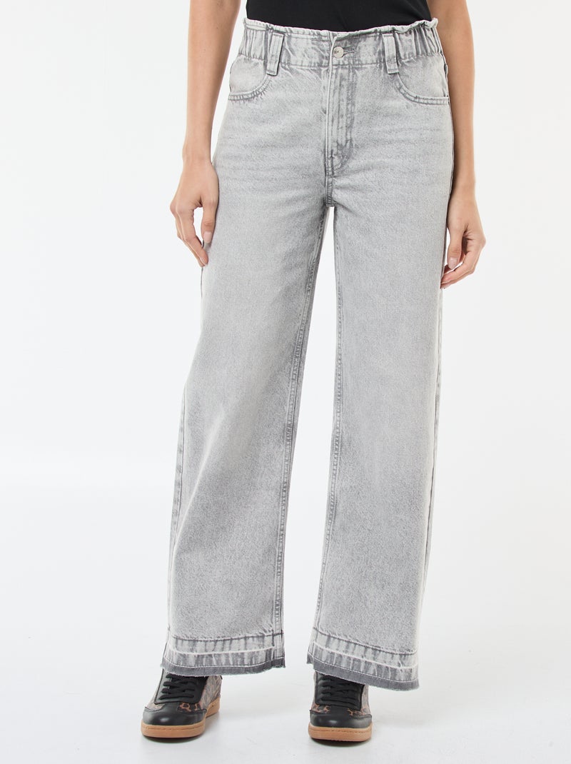 Pantaloni denim wide leg in cotone Grigio - Kiabi