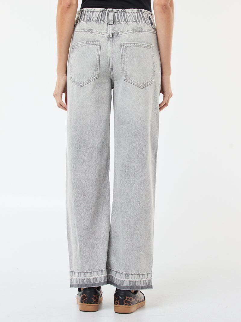 Pantaloni denim wide leg in cotone Grigio - Kiabi