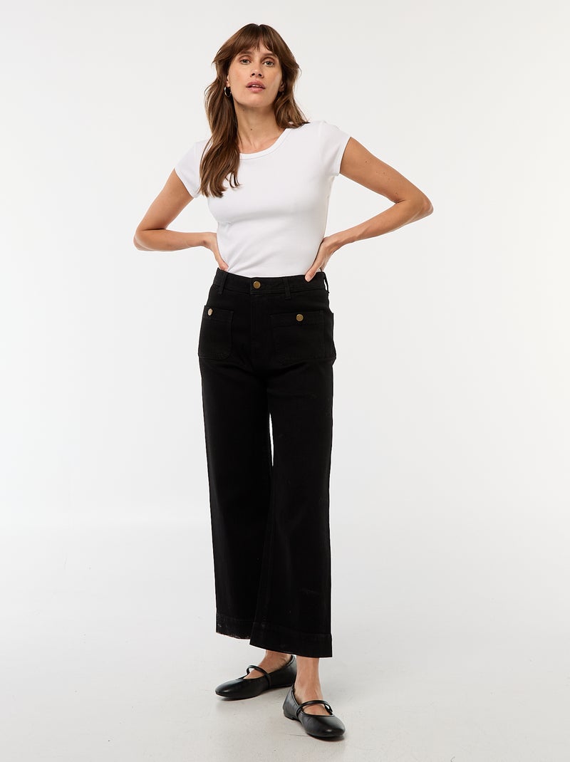 Pantaloni denim wide leg Nero - Kiabi