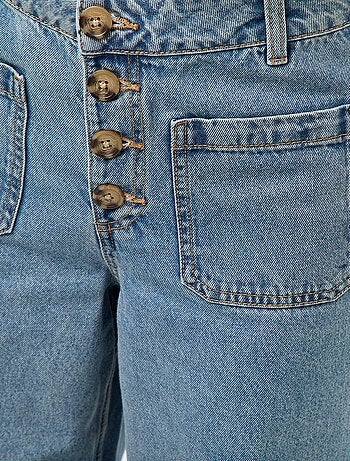 Pantaloni denim wide tinta unita