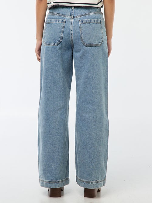 Pantaloni denim wide tinta unita - Kiabi