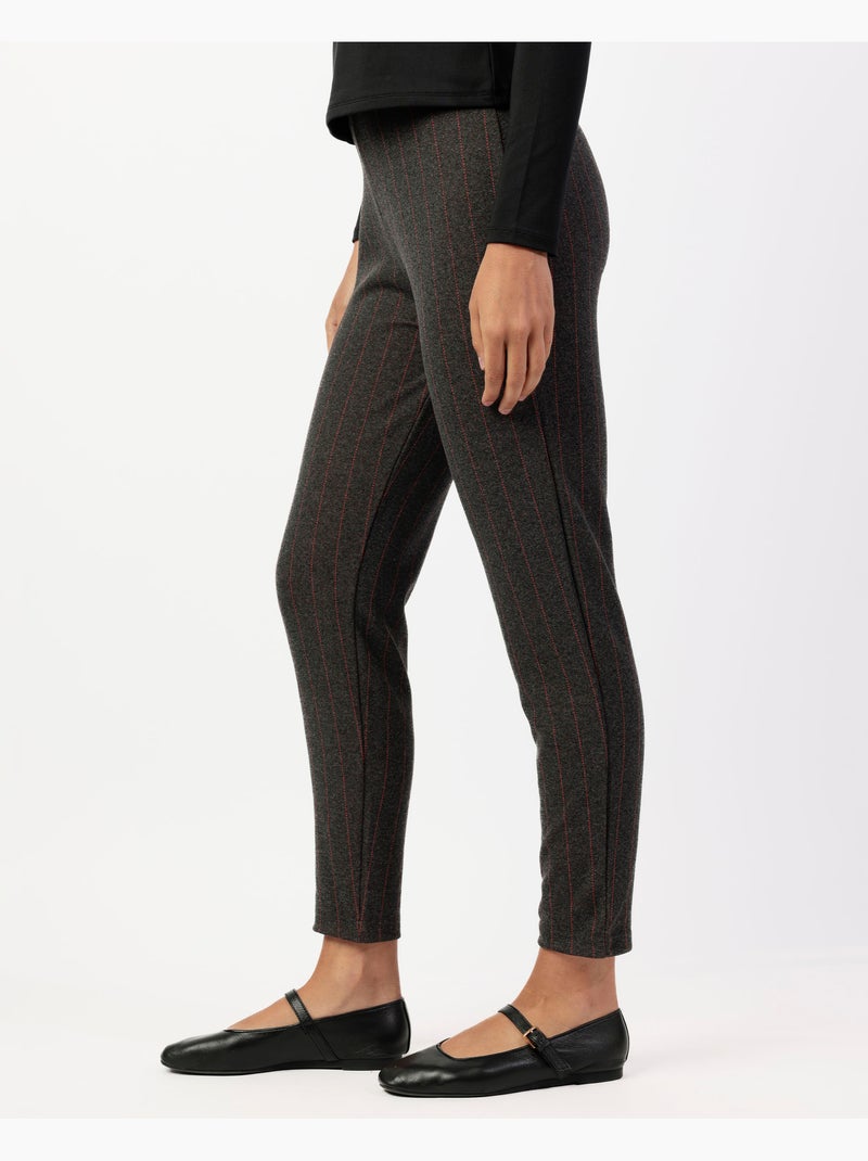 Pantaloni diplomatici lunghi elasticizzati a righe da donna ADMAS Grigio melangiato - Kiabi