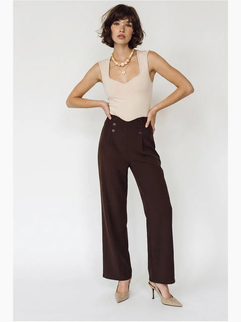 Pantaloni donna a gamba dritta lucci Marrone cioccolato - Kiabi