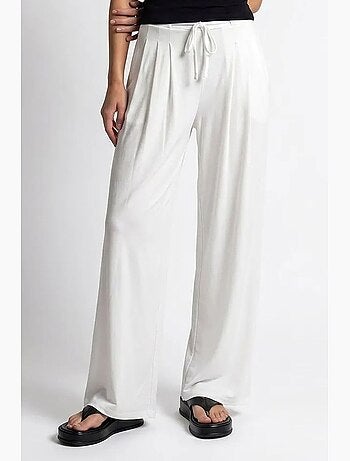 Pantaloni donna in jersey a gamba ampia e vita alta mixray