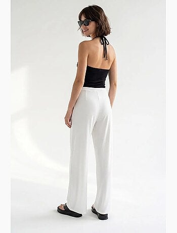 Pantaloni donna in jersey a gamba ampia e vita alta mixray