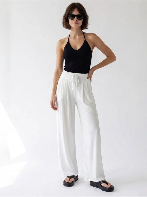 Pantaloni donna in jersey a gamba ampia e vita alta mixray - Kiabi Pantaloni donna in jersey a gamba ampia e vita alta mixray - Kiabi