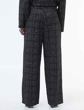 Pantaloni dritti a quadri con cintura elasticizzata