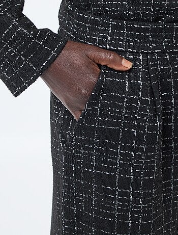 Pantaloni dritti a quadri con cintura elasticizzata