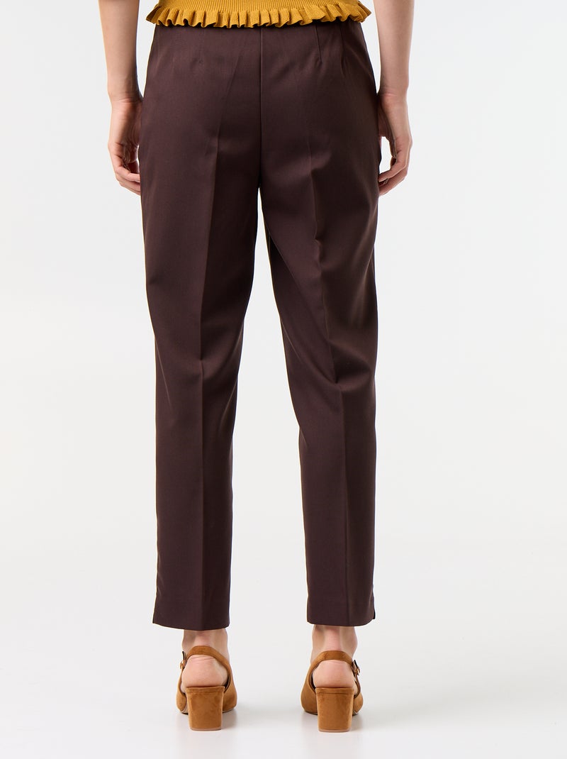 Pantaloni dritti a vita alta Marrone - Kiabi