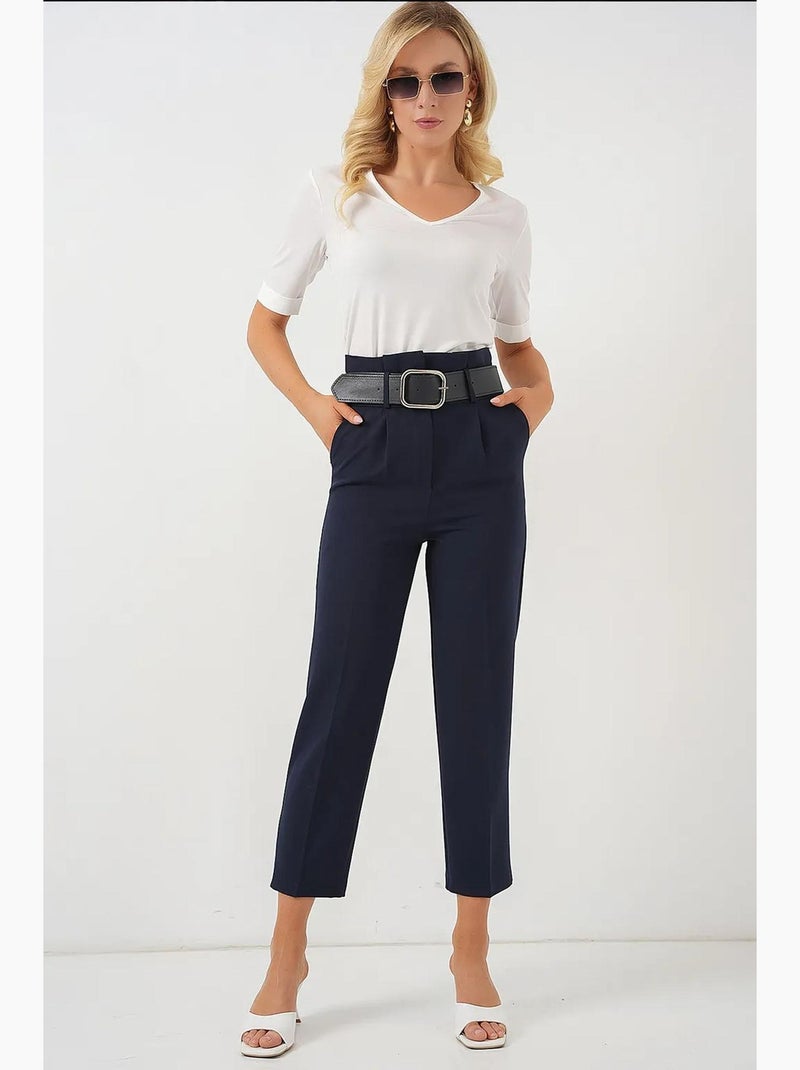 Pantaloni dritti alla caviglia con fiocco bdart Blu marino - Kiabi