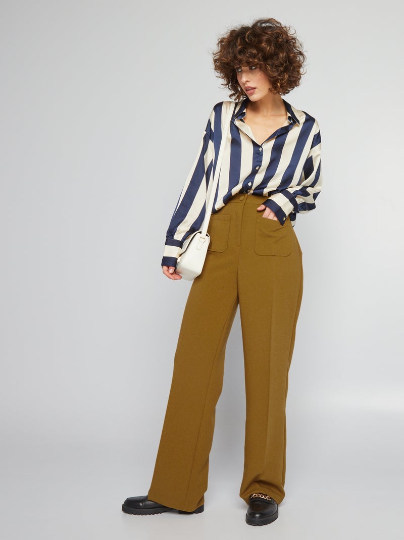 Pantaloni dritti con 2 tasche applicate KAKI - Kiabi