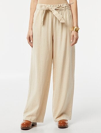 Pantaloni dritti con cintura da annodare in vita